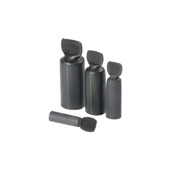 Heat Shrink End Cap, Thick Wall, 3:1 I.D. Shrink Ratio, Black, 3.12 in, 10 PK